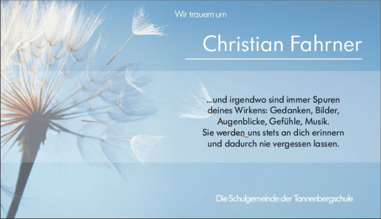 Traueranzeige von Christian Fahrner von Darmstädter Echo