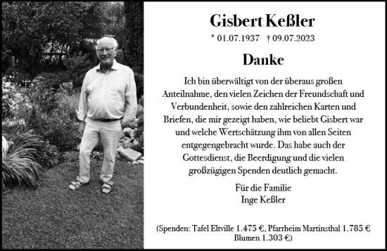 Traueranzeige von Gisbert Keßler von Wiesbadener Kurier