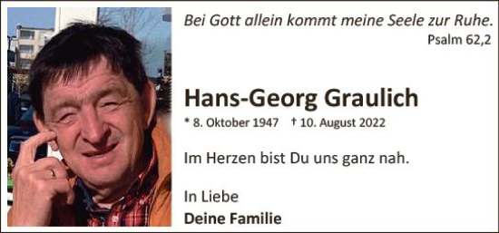 Traueranzeige von Hans-Georg Graulich von Nassauische Neue Presse