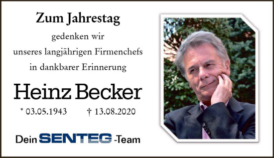 Traueranzeige von Heinz Becker von Wormser Zeitung