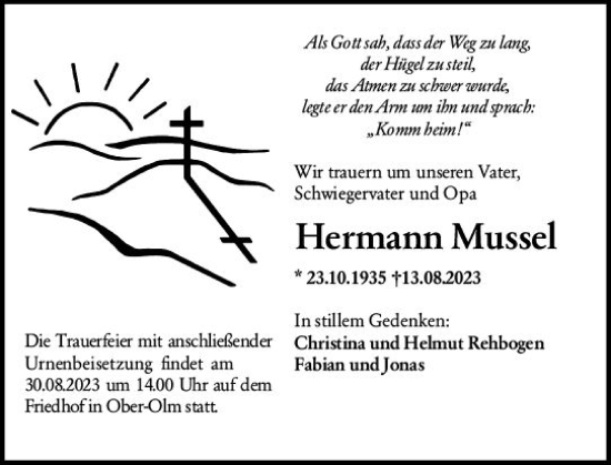 Traueranzeige von Hermann Mussel von Allgemeine Zeitung Mainz