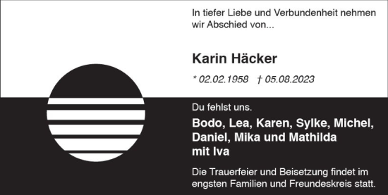 Traueranzeige von Karin Häcker von Darmstädter Echo
