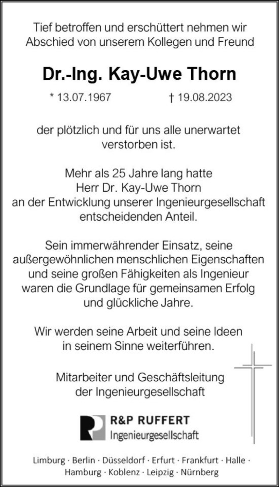 Traueranzeige von Kay-Uwe Thorn von Nassauische Neue Presse