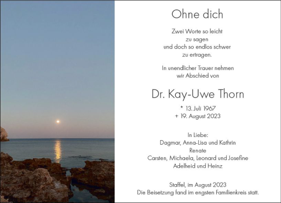 Traueranzeige von Kay-Uwe Thorn von Nassauische Neue Presse