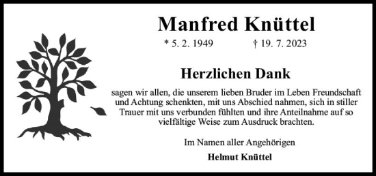 Traueranzeige von Manfred Knüttel von Rüsselsheimer Echo
