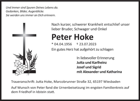 Traueranzeige von Peter Hoke von Idsteiner Land/Untertaunus