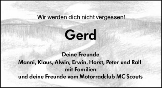 Traueranzeige von Gerd  von VRM Trauer