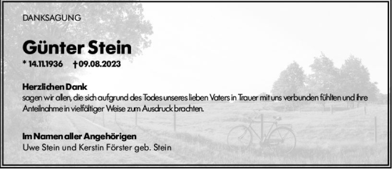 Traueranzeige von Günter Stein von Rüsselsheimer Echo