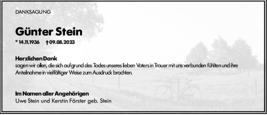 Traueranzeige von Günter Stein von Rüsselsheimer Echo