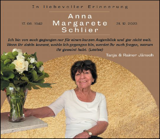 Traueranzeige von Anna Margarete Schlier von Allgemeine Zeitung Mainz