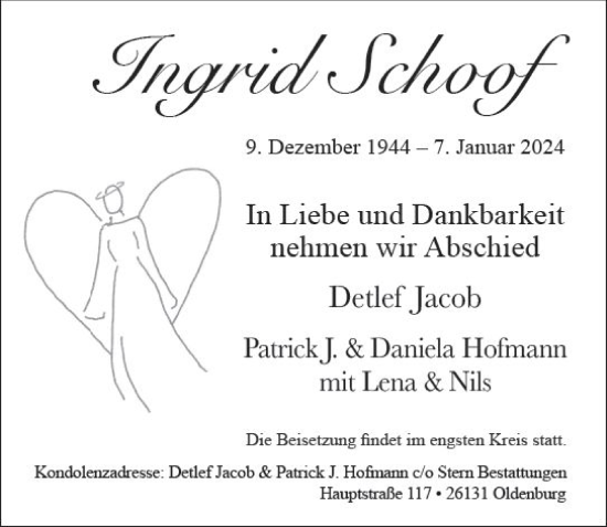 Traueranzeige von Ingrid Schoof von Wiesbadener Kurier