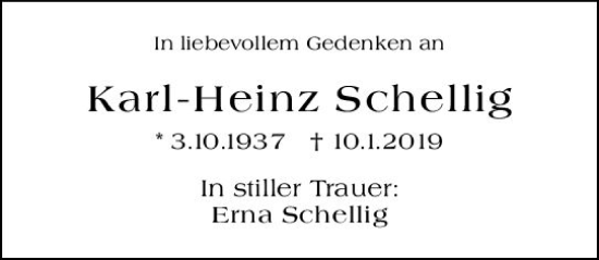 Traueranzeige von Karl-Heinz Schellig von Starkenburger Echo