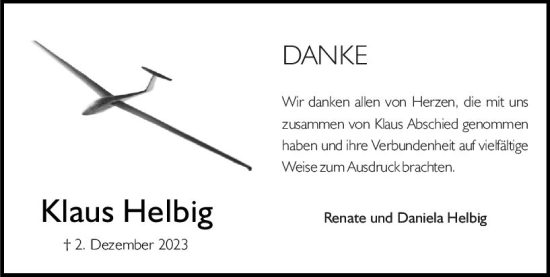 Traueranzeige von Klaus Helbig von Rüsselsheimer Echo