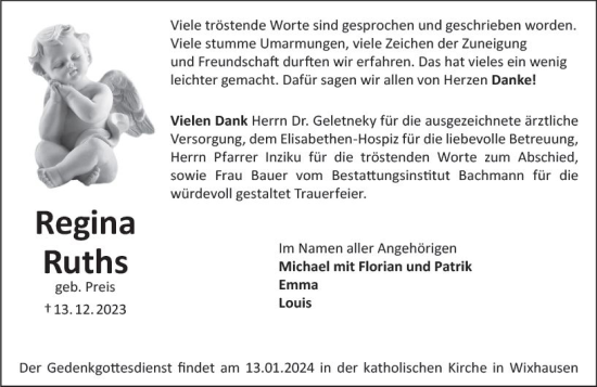Traueranzeige von Regina Ruths von Darmstädter Echo