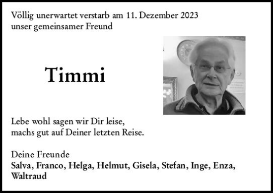 Traueranzeige von Timmi  von Wiesbadener Kurier
