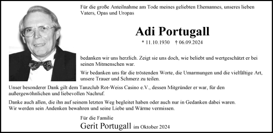 Traueranzeige von Adi Portugall von Allgemeine Zeitung Mainz