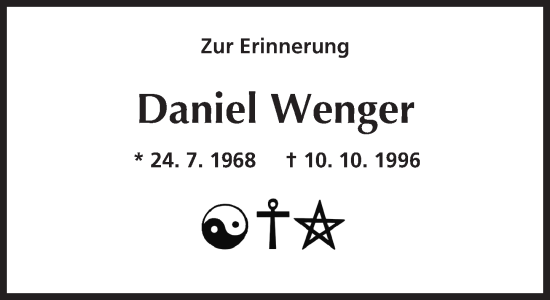 Traueranzeige von Daniel Wenger von Darmstädter Echo