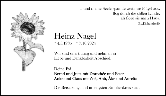 Traueranzeige von Heinz Nagel von Rüsselsheimer Echo