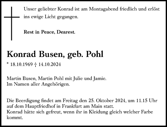 Traueranzeige von Konrad Busen von Allgemeine Zeitung Mainz