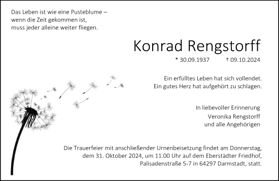 Traueranzeige von Konrad Rengstorff von Darmstädter Echo