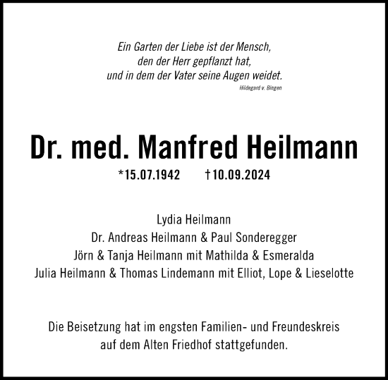 Traueranzeige von Manfred Heilmann von Darmstädter Echo