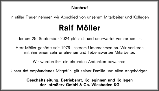 Traueranzeige von Ralf Möller von Allgemeine Zeitung Alzey