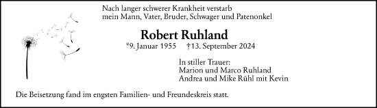Traueranzeige von Robert Ruhland von Rüsselsheimer Echo