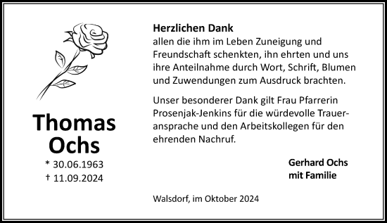 Traueranzeige von Thomas Ochs von Camberger Anzeiger