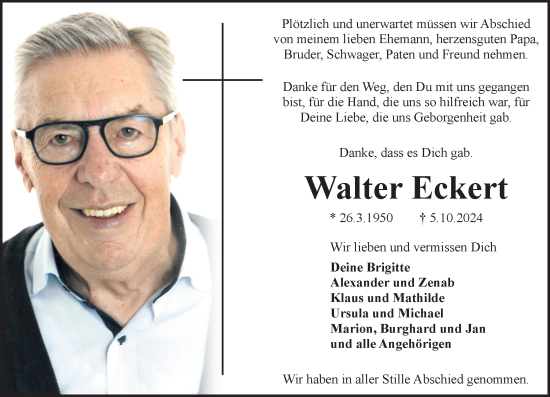 Traueranzeige von Walter Eckert von Camberger Anzeiger