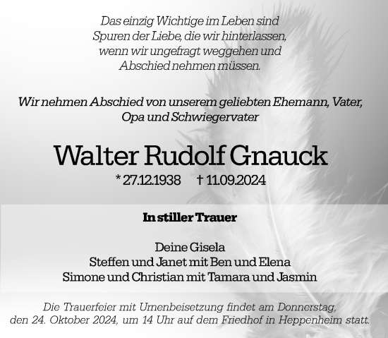 Traueranzeige von Walter Rudolf Gnauck von Starkenburger Echo