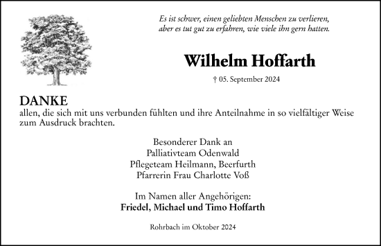 Traueranzeige von Wilhelm Hoffarth von Odenwälder Echo