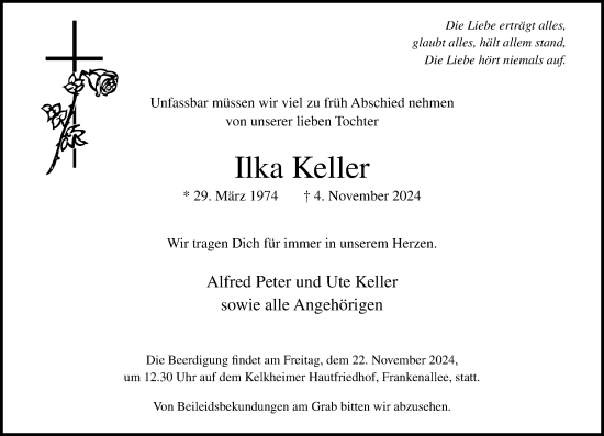 Traueranzeige von Ilka Keller von Wiesbadener Kurier