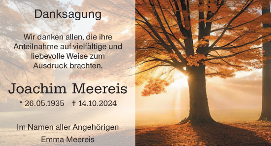 Traueranzeige von Joachim Meereis von Rüsselsheimer Echo