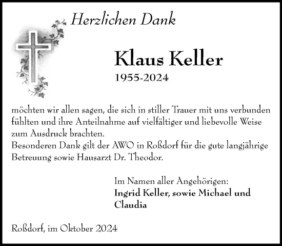 Traueranzeige von Klaus Keller von Darmstädter Echo