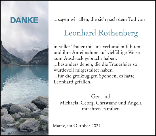 Traueranzeige von Leonhard Rothenberg von Allgemeine Zeitung Mainz