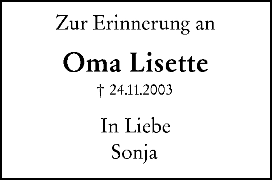 Traueranzeige von Lisette Büchner von Odenwälder Echo