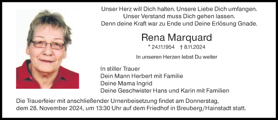 Traueranzeige von Rena Marquard von Odenwälder Echo