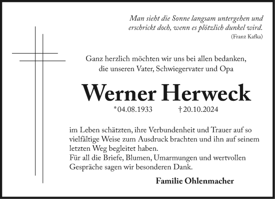 Traueranzeige von Werner Herweck von Starkenburger Echo