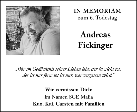 Traueranzeige von Andreas Fickinger von Groß-Gerauer Echo