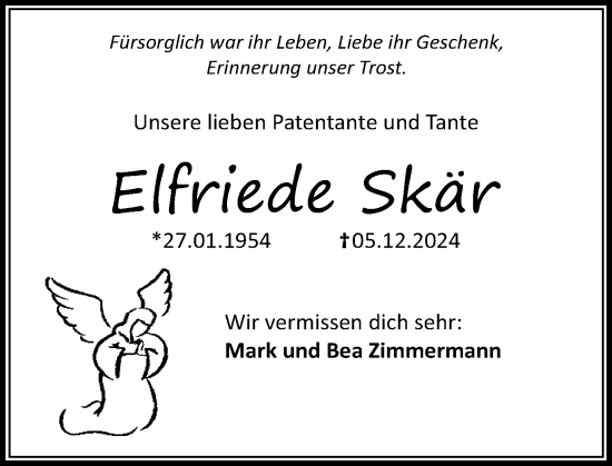 Traueranzeige von Elfriede Skär von Allgemeine Zeitung Rheinhessen-Nahe