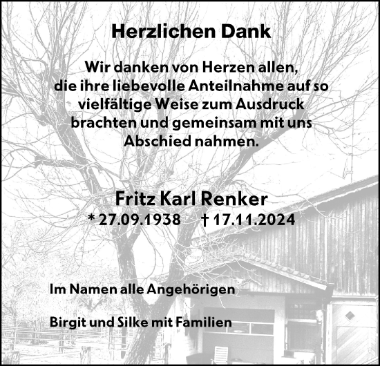 Traueranzeige von Fritz Karl Renker von Rüsselsheimer Echo