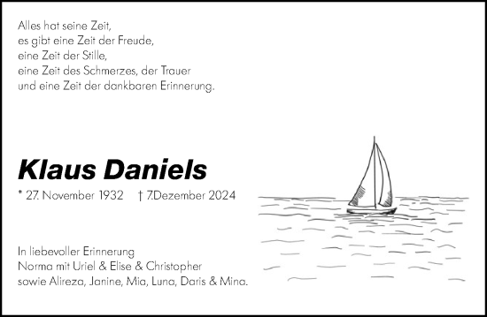 Traueranzeige von Klaus Daniels von Darmstädter Echo