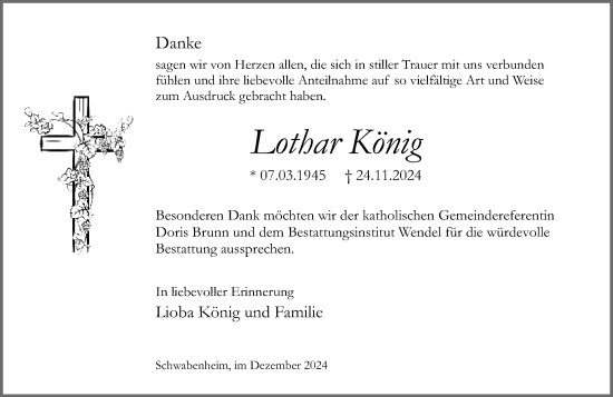Traueranzeige von Lothar König von Allgemeine Zeitung Rheinhessen-Nahe