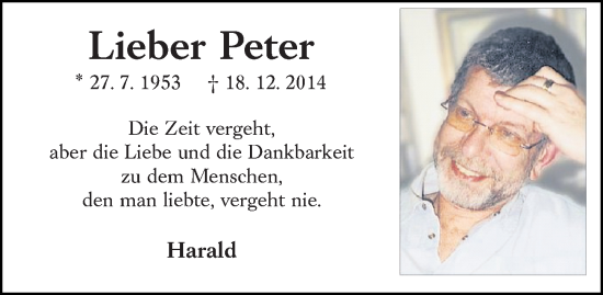 Traueranzeige von Peter Schmitt von Allgemeine Zeitung Mainz