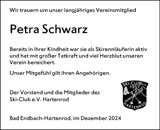 Traueranzeige von Petra Schwarz von Hinterländer Anzeiger