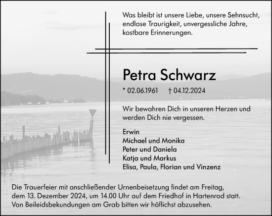 Traueranzeige von Petra Schwarz von Hinterländer Anzeiger