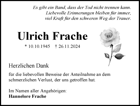 Traueranzeige von Ulrich Frache von Rüsselsheimer Echo