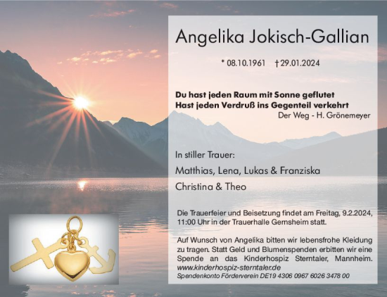 Traueranzeige von Angelika Jokisch-Gallian von Groß-Gerauer Echo
