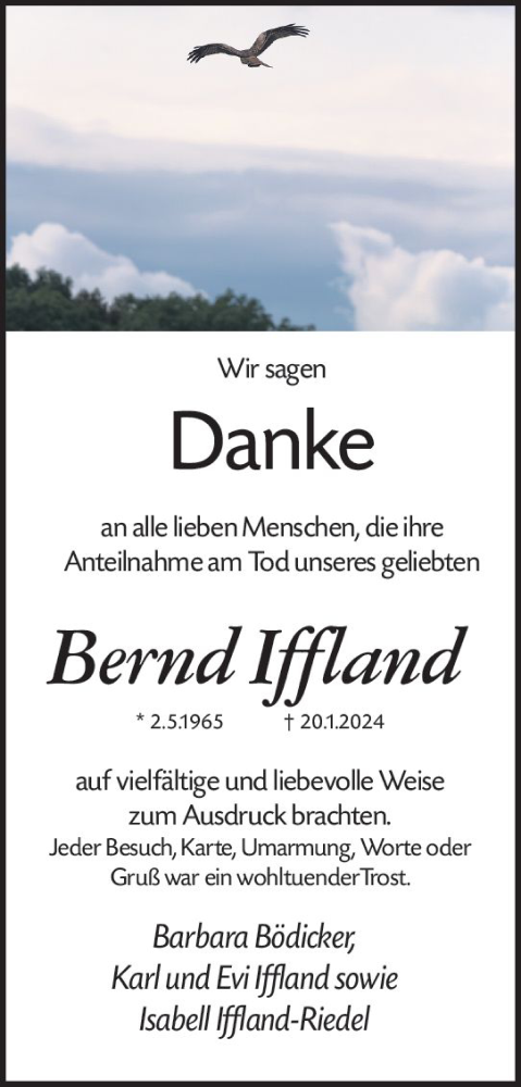 Traueranzeige von Bernd Iffland von Odenwälder Echo