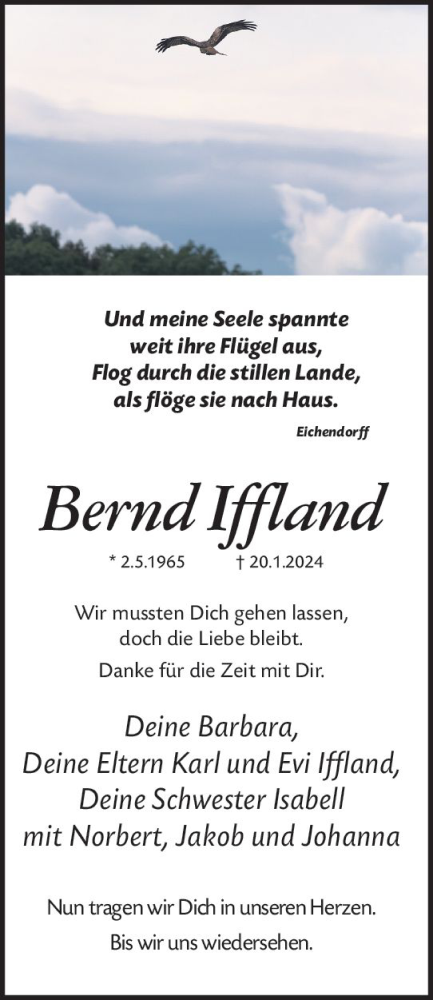 Traueranzeige von Bernd Iffland von Odenwälder Echo
